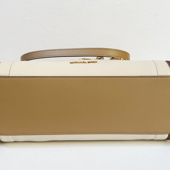 Michael Kors Carine Large Satchel Shoulder Crossbody Bag Light Cream Multi